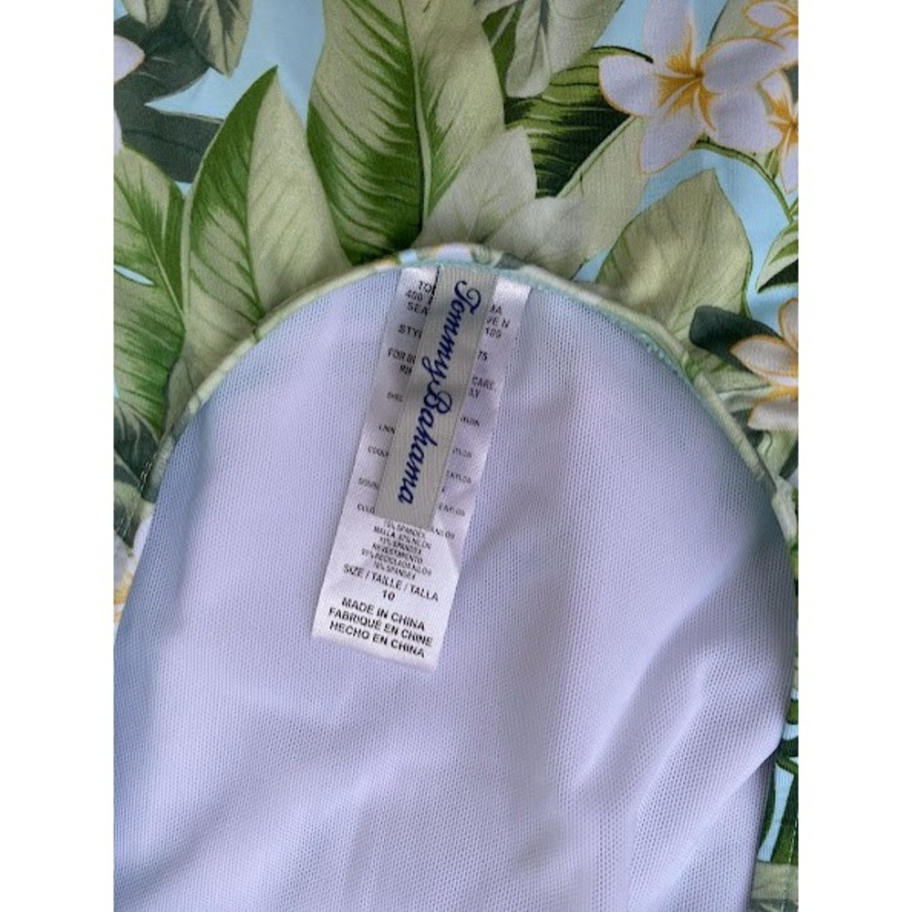 Tommy Bahama Womens Tropical Floral Palm Halter One Piece Swimsuit Blue Green 10 - Picture 8 of 9